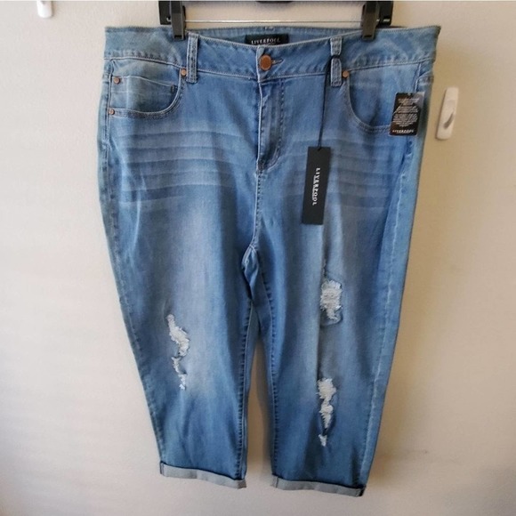 LIVERPOOL the crop boyfriend distressed stretch capri jeans plus size 20 NEW!!!! - Picture 1 of 10